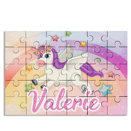 Unicorn Gift Bundle for Kids Custom Name Puzzle 16in Pillow and 12oz Tumbler Son Daughter Birthday Present Holidays