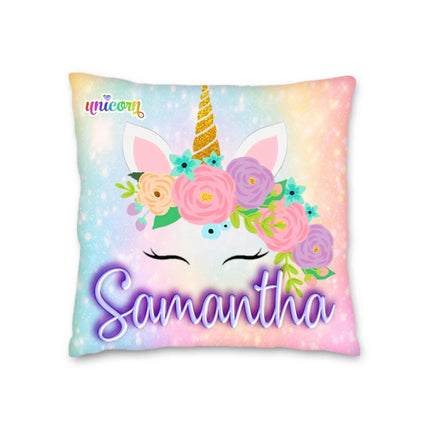 Unicorn Gift Bundle for Kids Custom Name Puzzle 16in Pillow and 12oz Tumbler Son Daughter Birthday Present Holidays