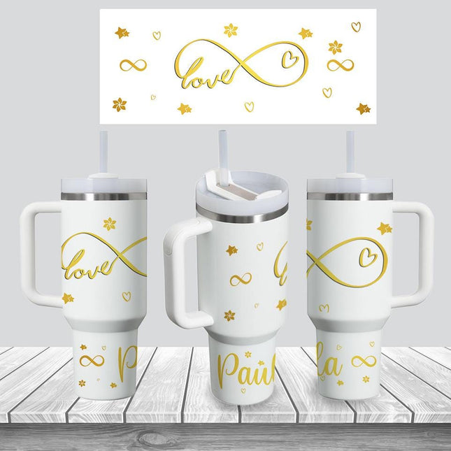 Custom Tumbler 40oz Personalized Name Insulated Bottle Water Infinite Love
