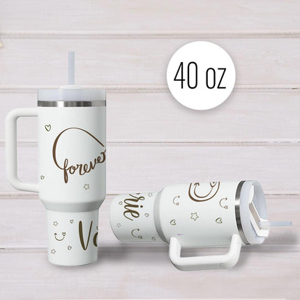 Custom Tumbler 40oz Personalized Name Insulated Bottle Water Infinite Love