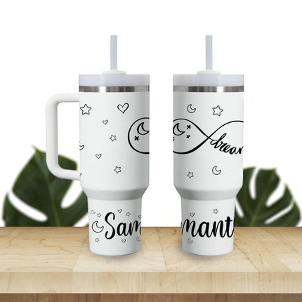 Custom Tumbler 40oz Personalized Name Insulated Bottle Water Infinite Love