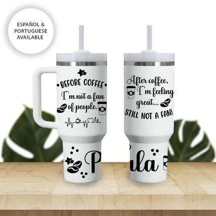 Tumbler 40oz Insulated Bottle Water Stainless Steel Gift Bold Phrases Coffee