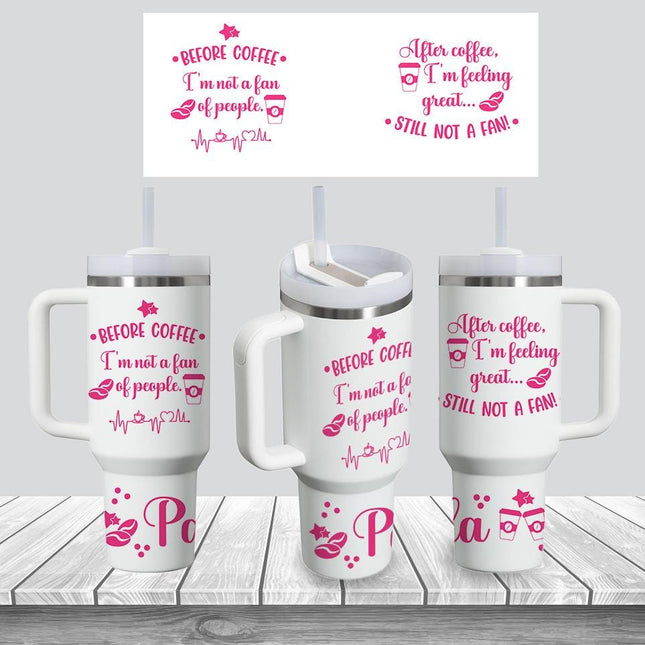 Tumbler 40oz Insulated Bottle Water Stainless Steel Gift Bold Phrases Coffee