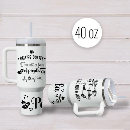 Tumbler 40oz Insulated Bottle Water Stainless Steel Gift Bold Phrases Coffee