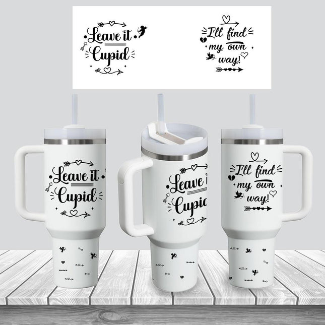 Tumbler 40oz Insulated Bottle Water Stainless Steel Gift Bold Phrases Cupid