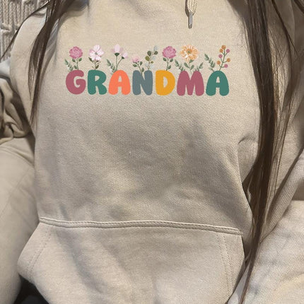Adult Hoodie Sweatshirt Cozy Pullover Fleece Winter Outfit Gift for Her Grandma Nana Design 1