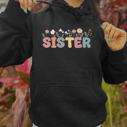 Adult Hoodie Sweatshirt Cozy Pullover Fleece Winter Outfit Gift for Her Sisters Sis Design 2