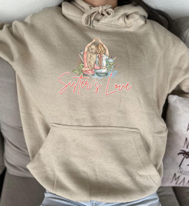 Adult Hoodie Sweatshirt Cozy Pullover Fleece Winter Outfit Gift for Her Sisters Sis Design 3
