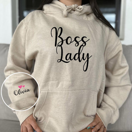 Adult Hoodie Sweatshirt Cozy Pullover Fleece Winter Outfit Gift for Her Wife Mom Mother’s Day Designs Boss Lady