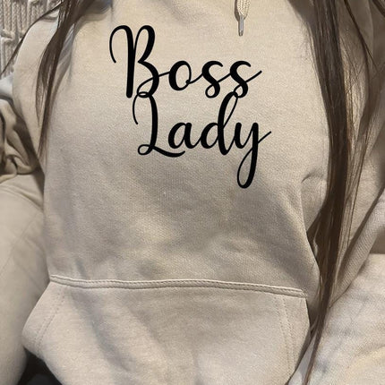 Adult Hoodie Sweatshirt Cozy Pullover Fleece Winter Outfit Gift for Her Wife Mom Mother’s Day Designs Boss Lady