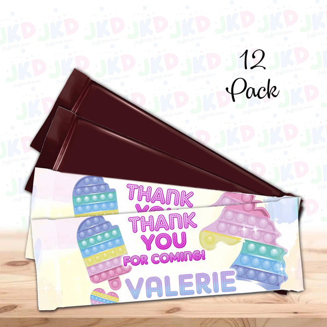 Pop It Candy Bar Labels for Party Decor Chocolate Birthday Favor | 12-Pack Stickers Fits Chocolate Bar 1.55oz