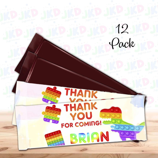 Pop It Candy Bar Labels for Party Decor Chocolate Birthday Favor | 12-Pack Stickers Fits Chocolate Bar 1.55oz