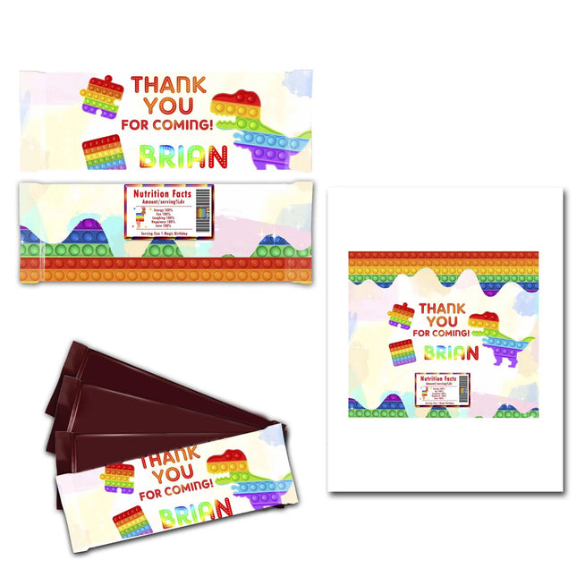 Pop It Candy Bar Labels for Party Decor Chocolate Birthday Favor | 12-Pack Stickers Fits Chocolate Bar 1.55oz