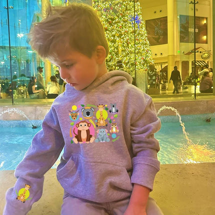 Kids Hoodie Sweatshirt Cozy Toddler Pullover Fleece Winter Outfit Gift for Boy Son Safari
