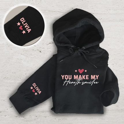 Adult Hoodie Sweatshirt Cozy Pullover Fleece Winter Outfit Gift for Her You Make My Hearth Smile