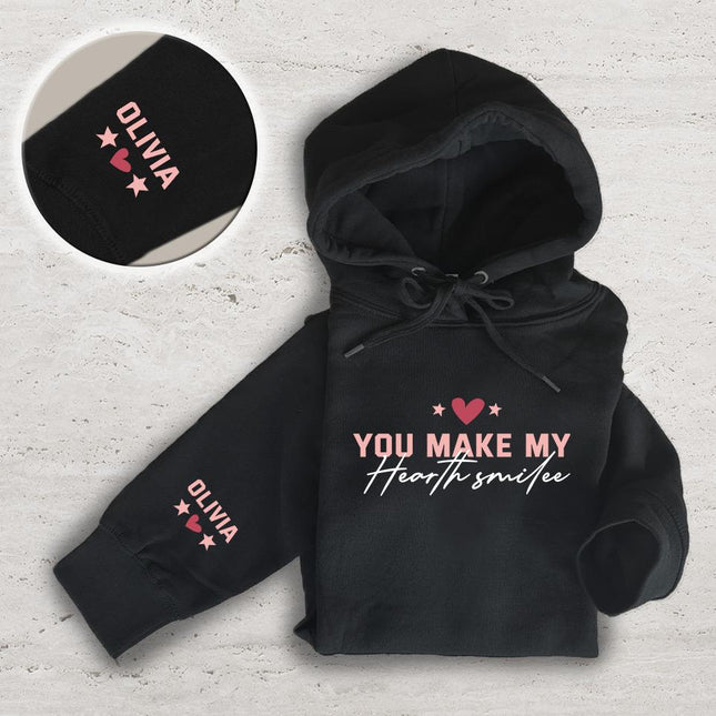 Adult Hoodie Sweatshirt Cozy Pullover Fleece Winter Outfit Gift for Her You Make My Hearth Smile