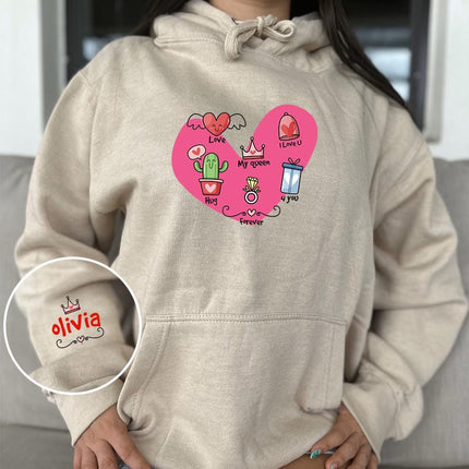 Adult Hoodie Sweatshirt Cozy Pullover Fleece Winter Outfit Gift for Her Love Design 2
