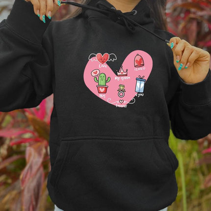 Adult Hoodie Sweatshirt Cozy Pullover Fleece Winter Outfit Gift for Her Love Design 2