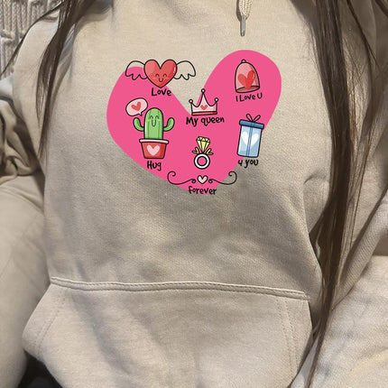 Adult Hoodie Sweatshirt Cozy Pullover Fleece Winter Outfit Gift for Her Love Design 2