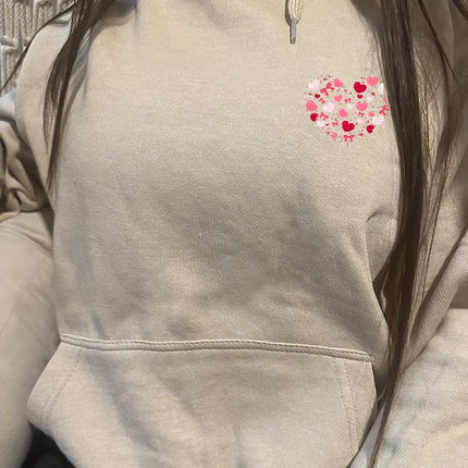 Adult Hoodie Sweatshirt Cozy Pullover Fleece Winter Outfit Gift for Her Full Of Hearths