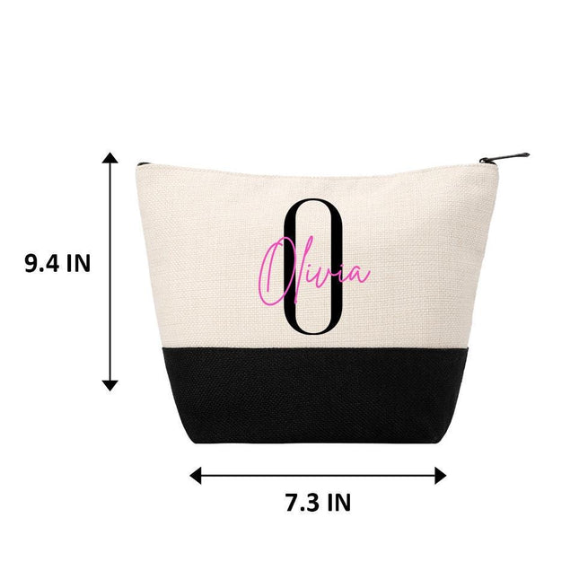 Personalized Makeup Bag Custom Travel Organizer Cosmetic Pouch for Women Toiletry Bag Accessories Storage Gift Initial And Pink Name