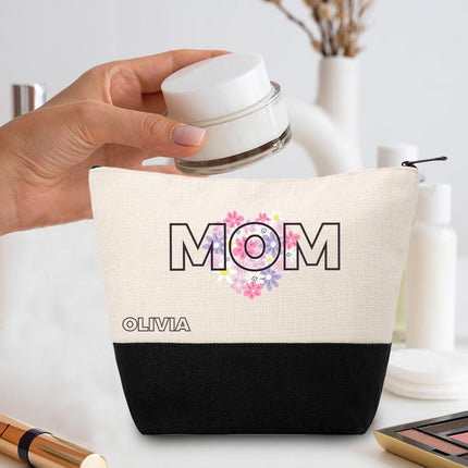 Personalized Makeup Bag Custom Travel Organizer Cosmetic Pouch for Women Toiletry Bag Accessories Storage Gift Mom Design
