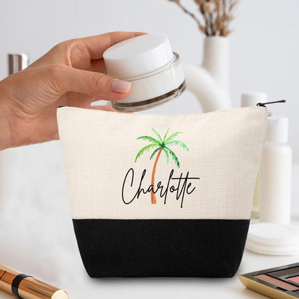 Personalized Makeup Bag Custom Travel Organizer Cosmetic Pouch for Women Toiletry Bag Accessories Storage Gift Beach Design