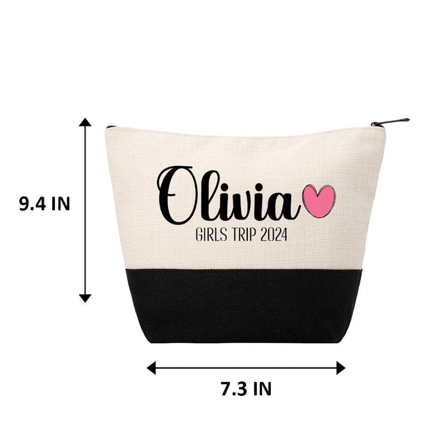 Personalized Makeup Bag Custom Travel Organizer Cosmetic Pouch for Women Toiletry Bag Accessories Storage Gift Girls Trip Design