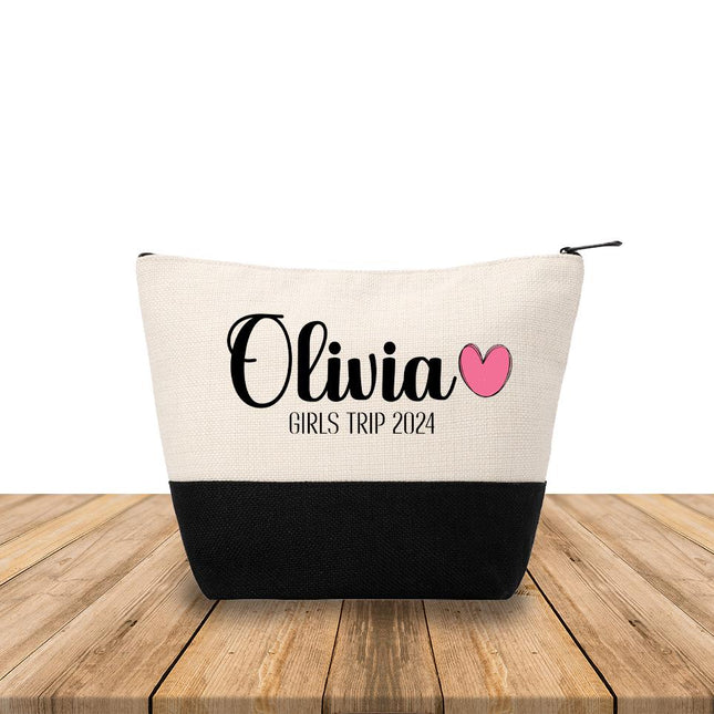 Personalized Makeup Bag Custom Travel Organizer Cosmetic Pouch for Women Toiletry Bag Accessories Storage Gift Girls Trip Design