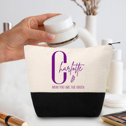 Personalized Makeup Bag Custom Travel Organizer Cosmetic Pouch for Women Toiletry Bag Accessories Storage Gift Mom You Are The Queen Design