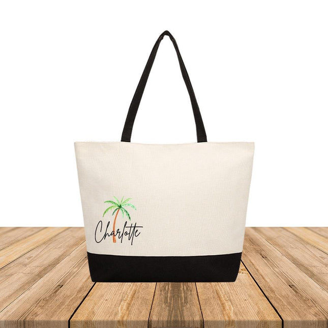 Personalized Large Canvas Tote Custom Beach Shopping Travel Bag Reusable Gift for Women Accessories Organizer Beach Design