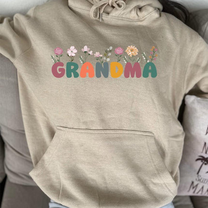 Adult Hoodie Sweatshirt Cozy Pullover Fleece Winter Outfit Gift for Her Grandma Nana Design 1