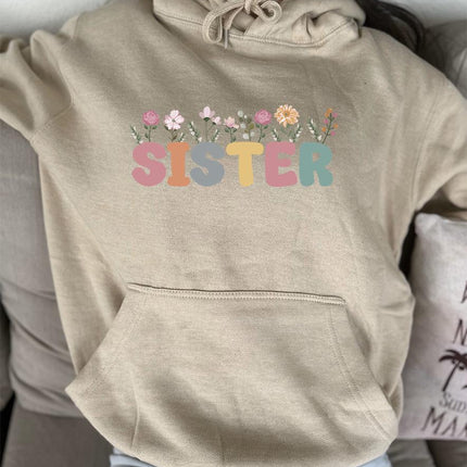 Adult Hoodie Sweatshirt Cozy Pullover Fleece Winter Outfit Gift for Her Sisters Sis Design 2