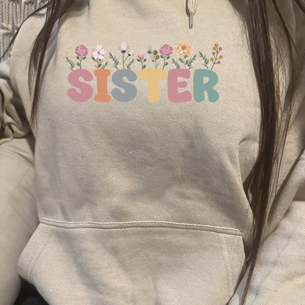 Adult Hoodie Sweatshirt Cozy Pullover Fleece Winter Outfit Gift for Her Sisters Sis Design 2