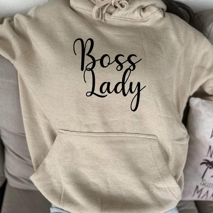 Adult Hoodie Sweatshirt Cozy Pullover Fleece Winter Outfit Gift for Her Wife Mom Mother’s Day Designs Boss Lady