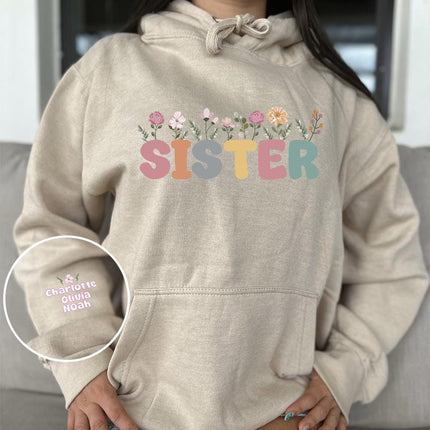 Adult Hoodie Sweatshirt Cozy Pullover Fleece Winter Outfit Gift for Her Sisters Sis Design 2