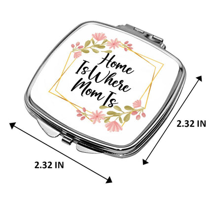 Personalized Bundle For Her Beach Tote Makeup Bag Mirror Travel Pouch Custom Gift Organizer Accessories Home Is Where Mom Is Design