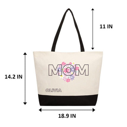 Personalized Bundle For Her Beach Tote Makeup Bag Mirror Travel Pouch Custom Gift Organizer Accessories Mom Design