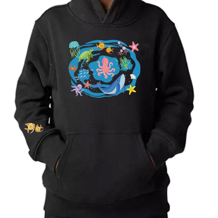 Kids Hoodie Sweatshirt Cozy Toddler Pullover Fleece Winter Outfit Gift for Boy Son Ocean