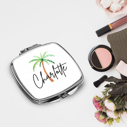 Personalized Bundle For Her Beach Tote Makeup Bag Mirror Travel Pouch Custom Gift Organizer Accessories Beach Design