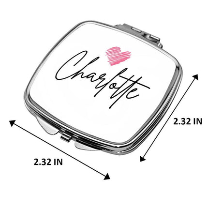 Personalized Bundle For Her Beach Tote Makeup Bag Mirror Travel Pouch Custom Gift Organizer Accessories Name And Heart