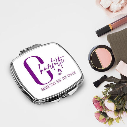 Personalized Bundle For Her Beach Tote Makeup Bag Mirror Travel Pouch Custom Gift Organizer Accessories Mom You Are The Queen