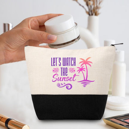 Personalized Makeup Bag Custom Travel Organizer Cosmetic Pouch for Women Toiletry Bag Accessories Storage Gift Sunset