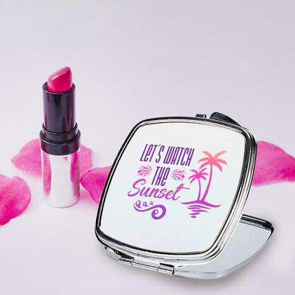 Personalized Handheld Mirror Compact Custom Travel Makeup Mirror for Women Portable Beauty Accessory Gift Sunset