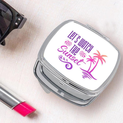 Personalized Handheld Mirror Compact Custom Travel Makeup Mirror for Women Portable Beauty Accessory Gift Sunset