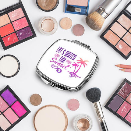 Personalized Handheld Mirror Compact Custom Travel Makeup Mirror for Women Portable Beauty Accessory Gift Sunset