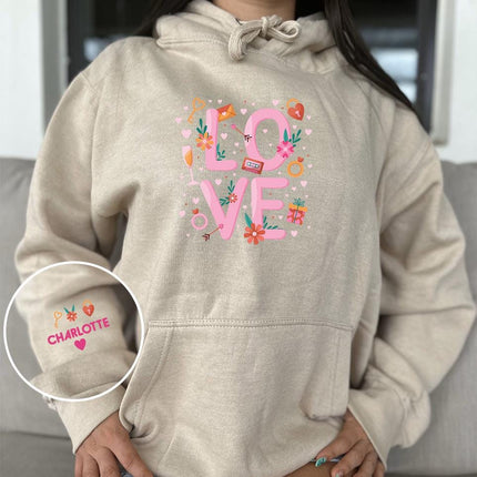 Adult Hoodie Sweatshirt Cozy Pullover Fleece Winter Outfit Gift for Her Love Design 1