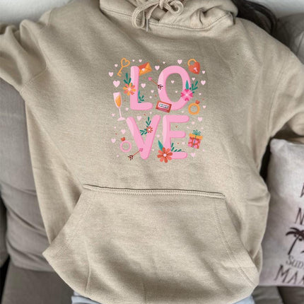 Adult Hoodie Sweatshirt Cozy Pullover Fleece Winter Outfit Gift for Her Love Design 1