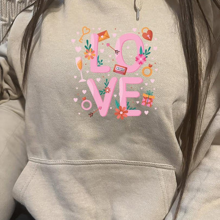 Adult Hoodie Sweatshirt Cozy Pullover Fleece Winter Outfit Gift for Her Love Design 1