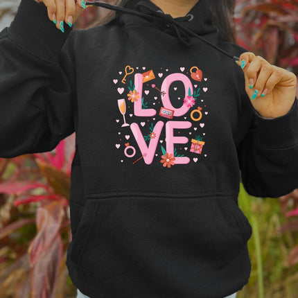 Adult Hoodie Sweatshirt Cozy Pullover Fleece Winter Outfit Gift for Her Love Design 1